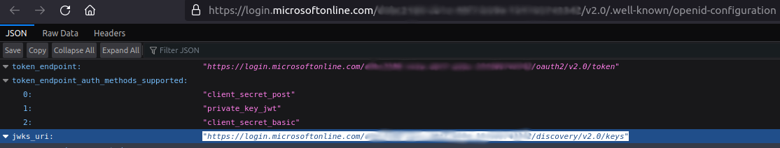 Azure AD JWKS URI